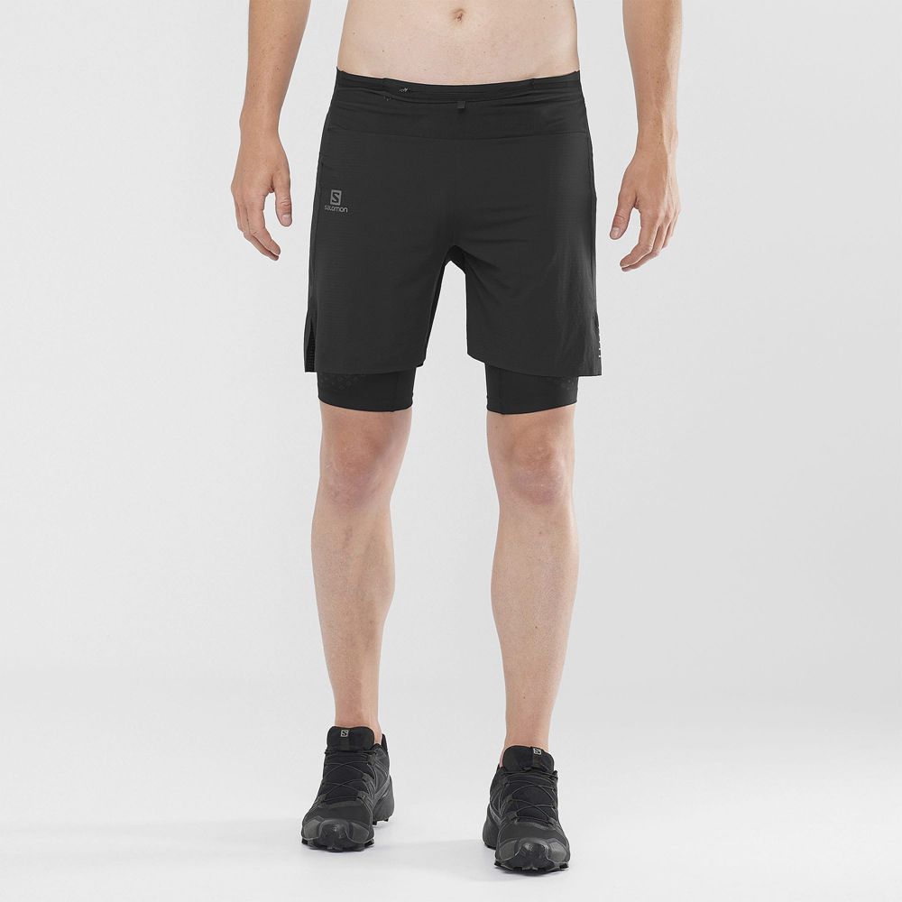 Salomon Singapore Mens Shorts - EXO MOTION TW.SKIN SHRT M Black | 31279-WAZK